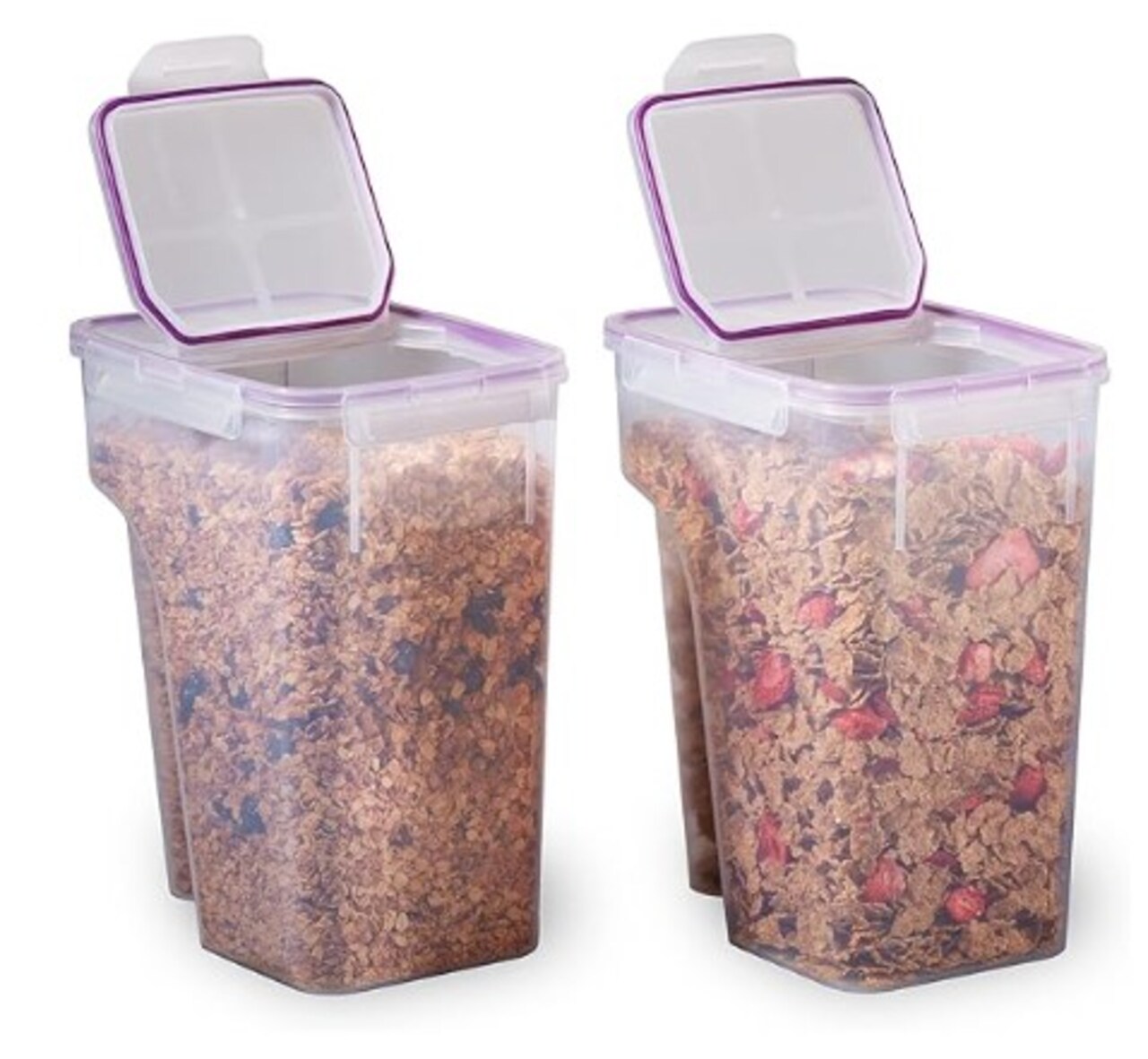 2-Pack (22.8 Cup) Airtight Flip-Top Lid BPA-Free Cereal Dispenser Storage Containers, Plastic Containers for Cereal, Rice, Snack, Dry Food, and Pantry Organisation